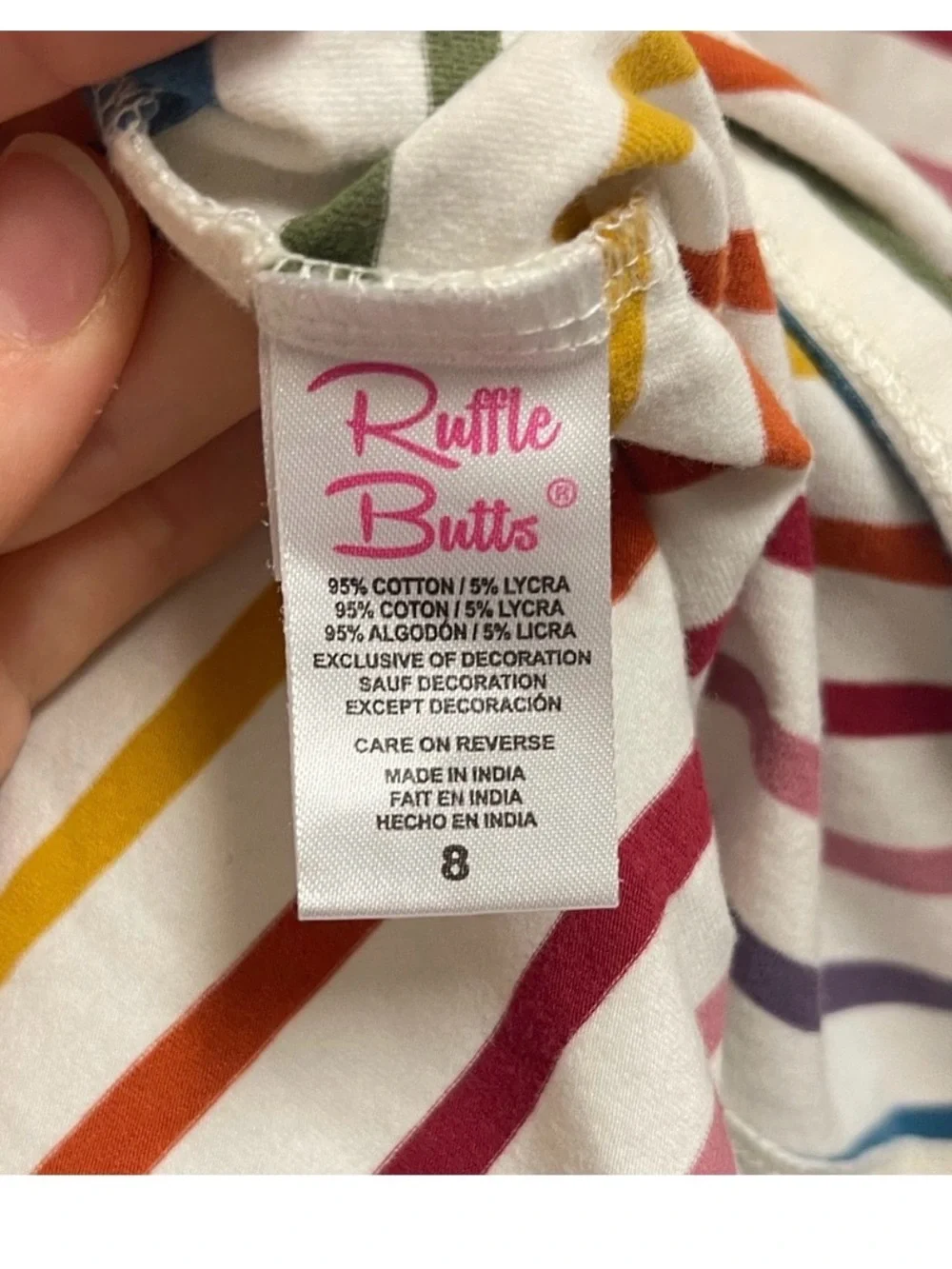 Ruffle Butts Girls Striped Long Sleeve Dress.  Sz Girls 8